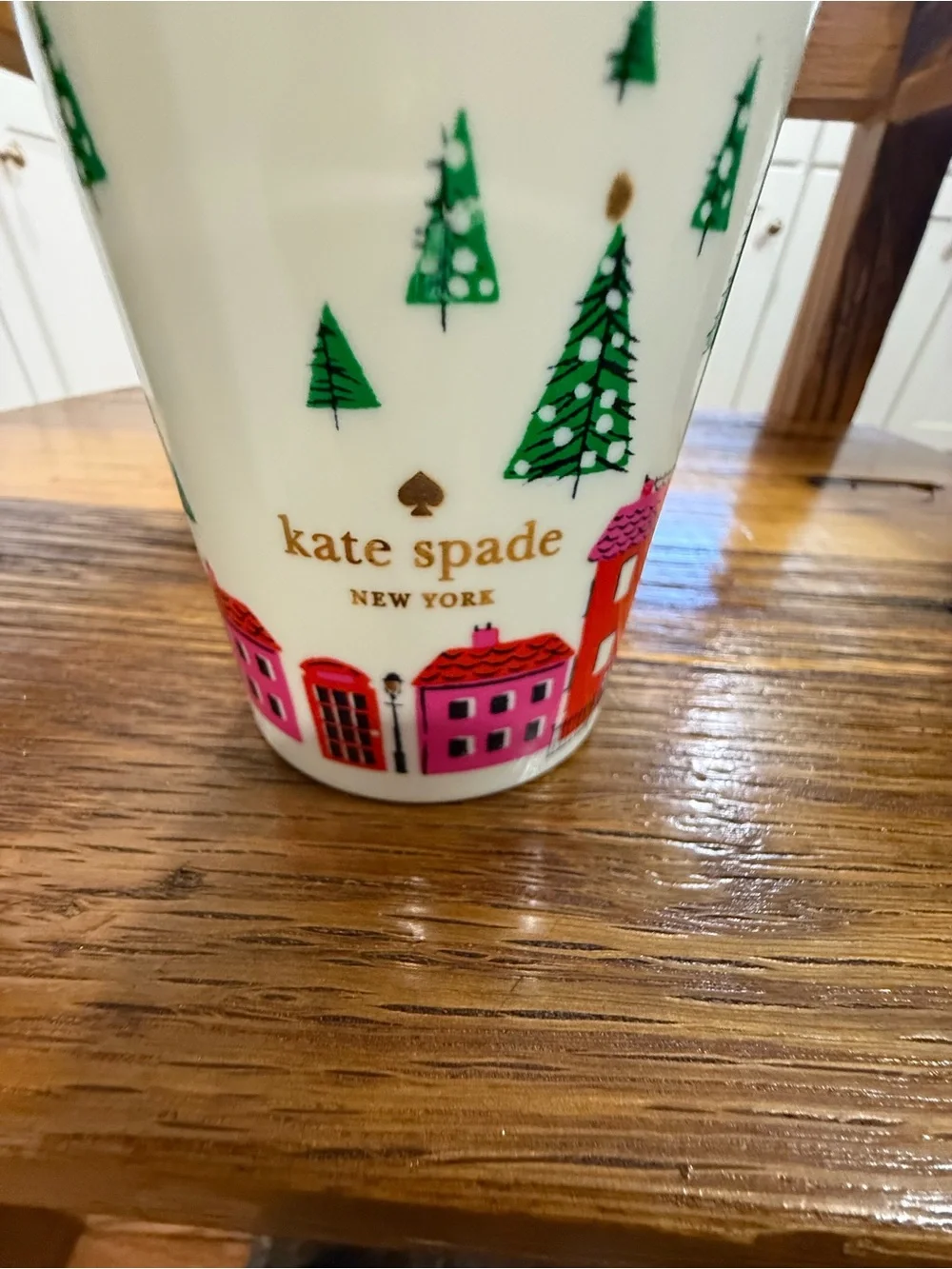 Kate Spade New York Christmas Travel Tumbler with Green Lid